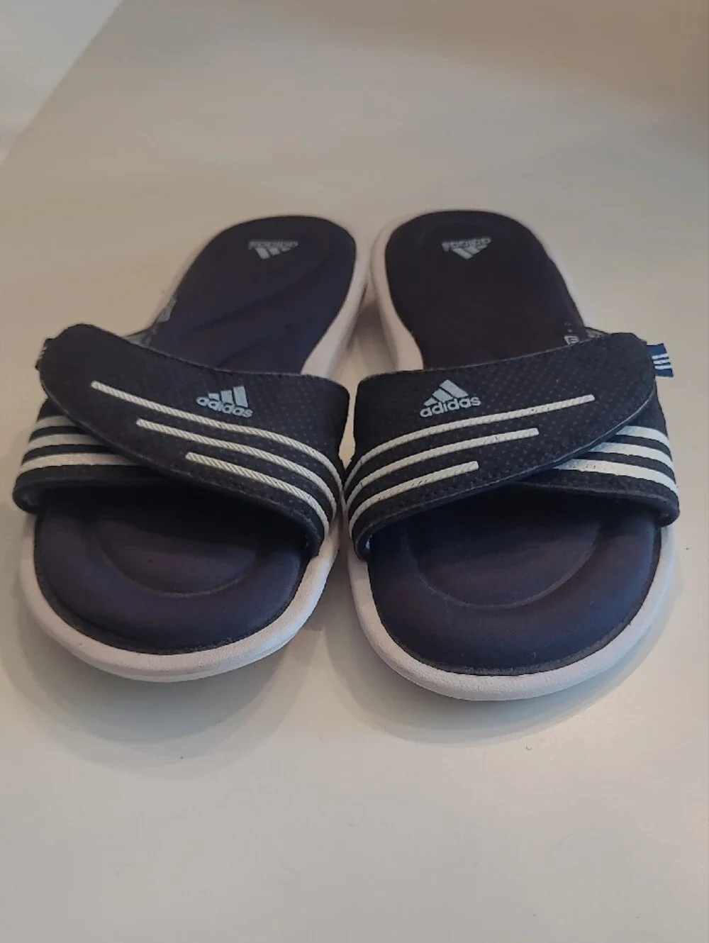 Adidas Slip On Slides Adjustable Open Toe Comfort Foam Bed Rubber Sole Sandal